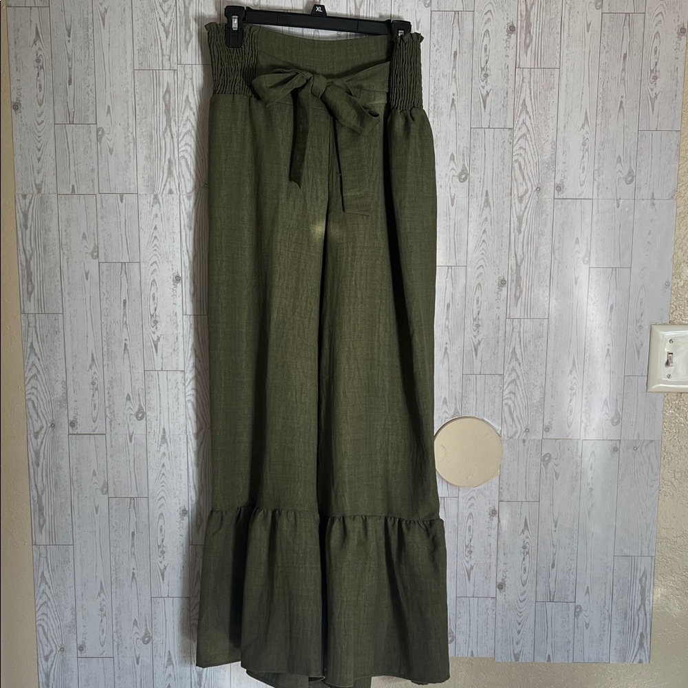 Olive Green Bell Leg Pants